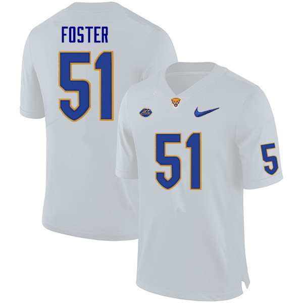 Men #51 Drew Foster Pitt Panthers College Football Jerseys Sale-White